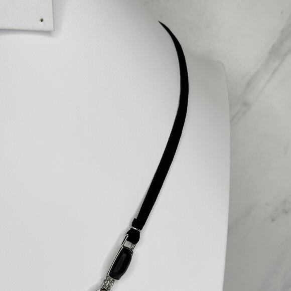 Chico's Cabochon Linear Pendant Black Cord Necklace ✨ - Picture 7 of 8
